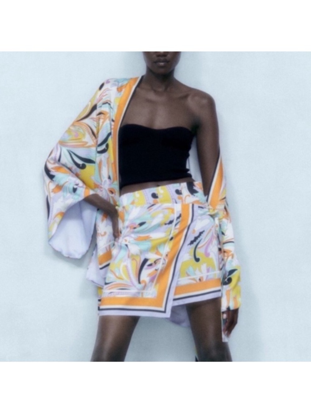 ZARA Paisley Scarf Print Satin Wrap Skirt Shorts Skort NWT